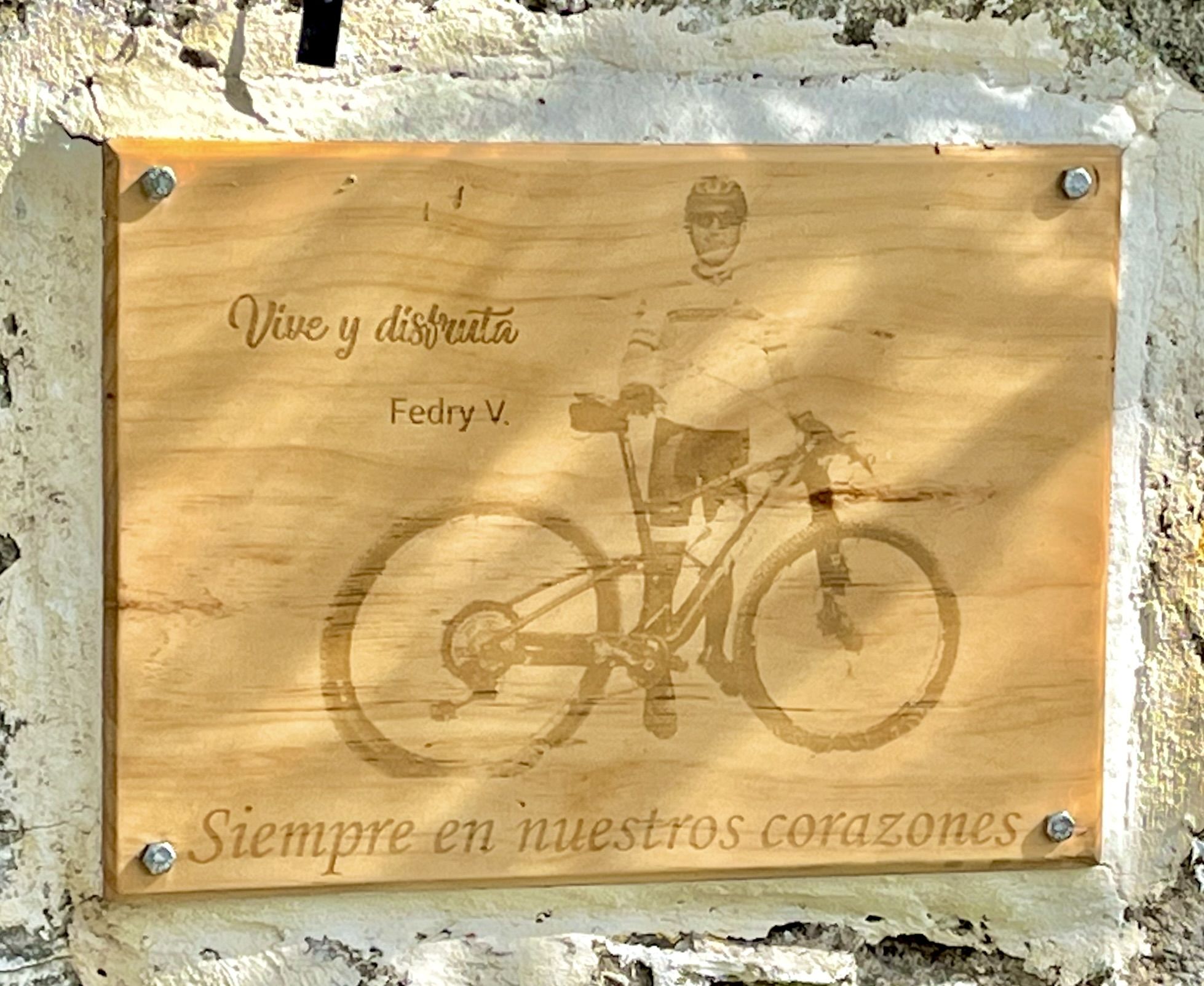 Placa en homenaje a Fedry en la Sierra de San Cristóbal.