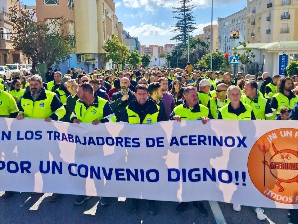 Manifestación en Algeciras de los trabajadores de Acerinox.