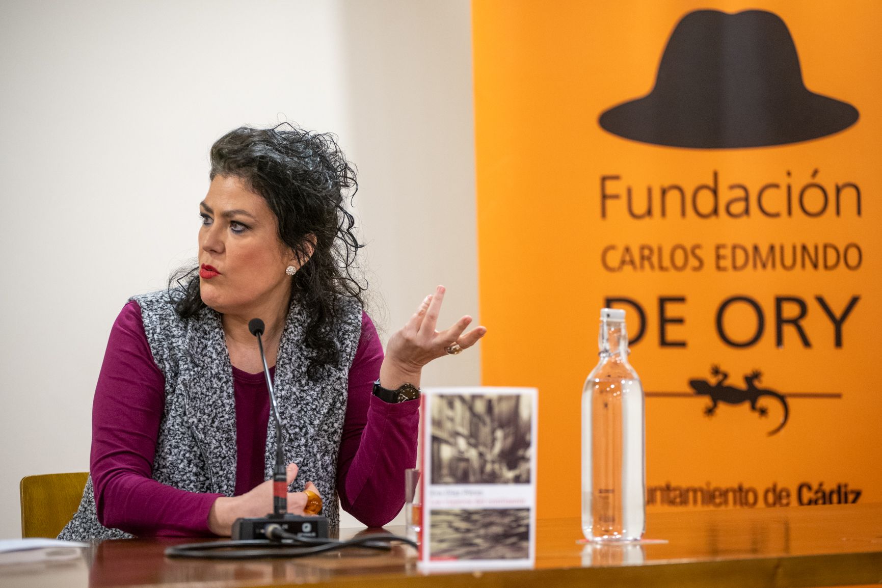 Eva Díaz Pérez, este sábado durante la presentación en la Fundación Carlos Edmundo de Ory de Cádiz.  REYNA