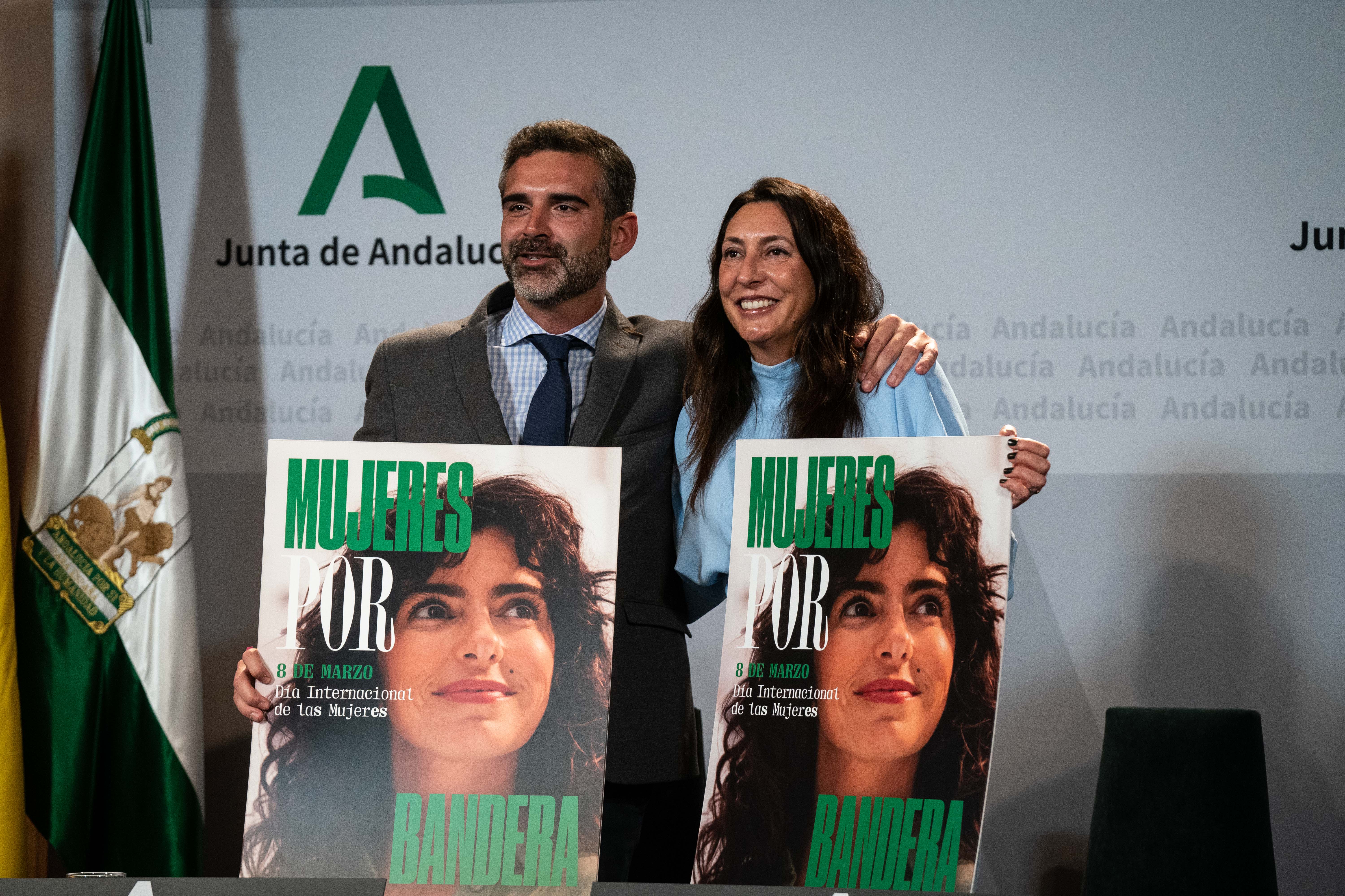 Loles López en la presentación de la campaña de la Junta por el 8M.