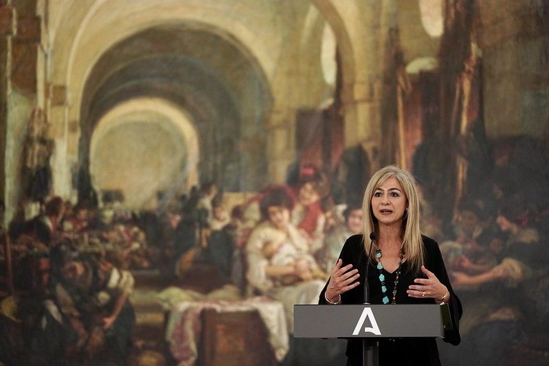 Patricia del Pozo, en una rueda de prensa de la pasada legislatura en el Museo de Bellas Artes de Sevilla. FOTO: JUNTA
