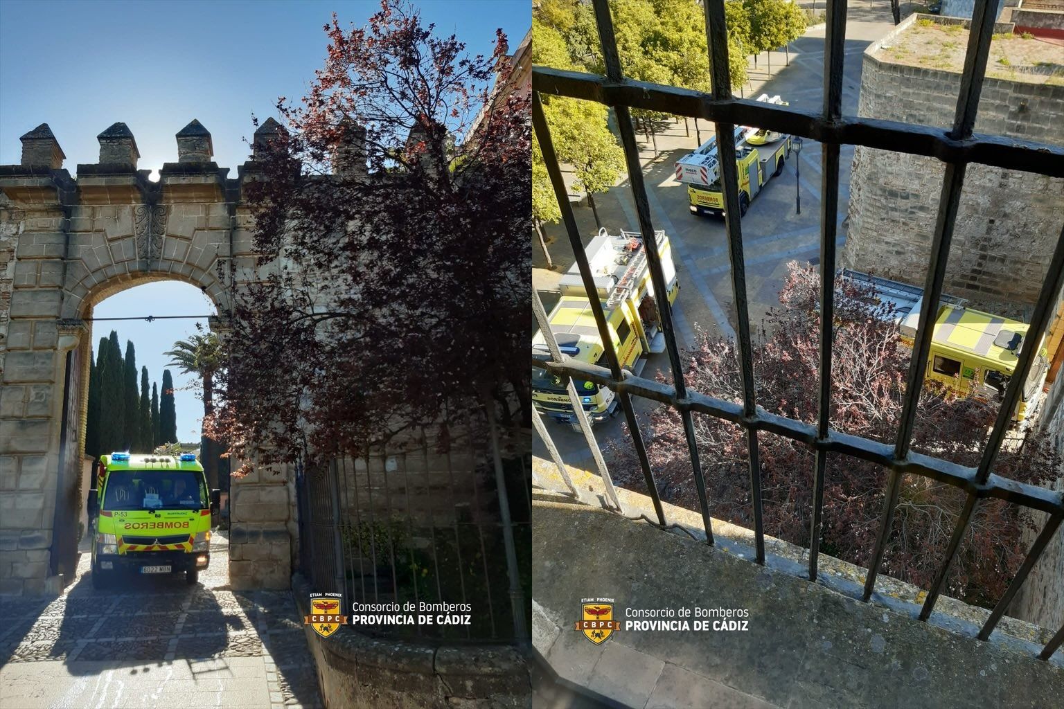 La actuación de Bomberos en el Alcázar de Jerez.