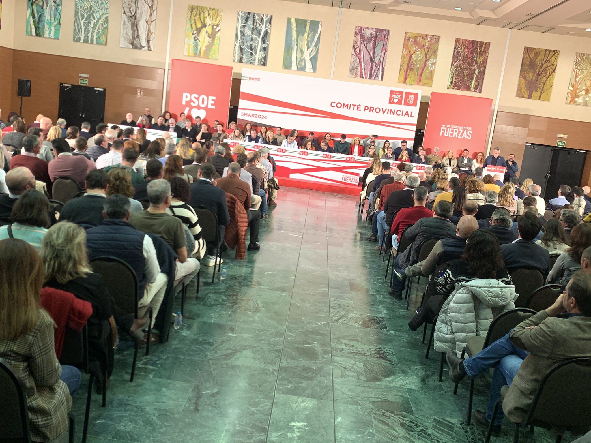 El comité provincial del PSOE de Sevilla, celebrado este martes.
