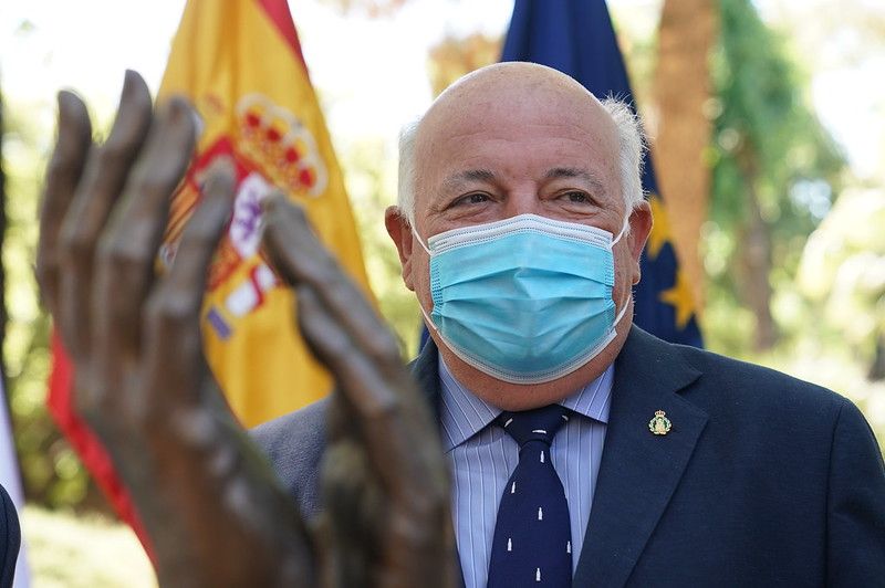 Aguirre, en el acto de este pasado miércoles de  presentación de las esculturas homenaje dedicadas a la sociedad andaluza que ha luchado a lo largo de estos meses contra la pandemia.