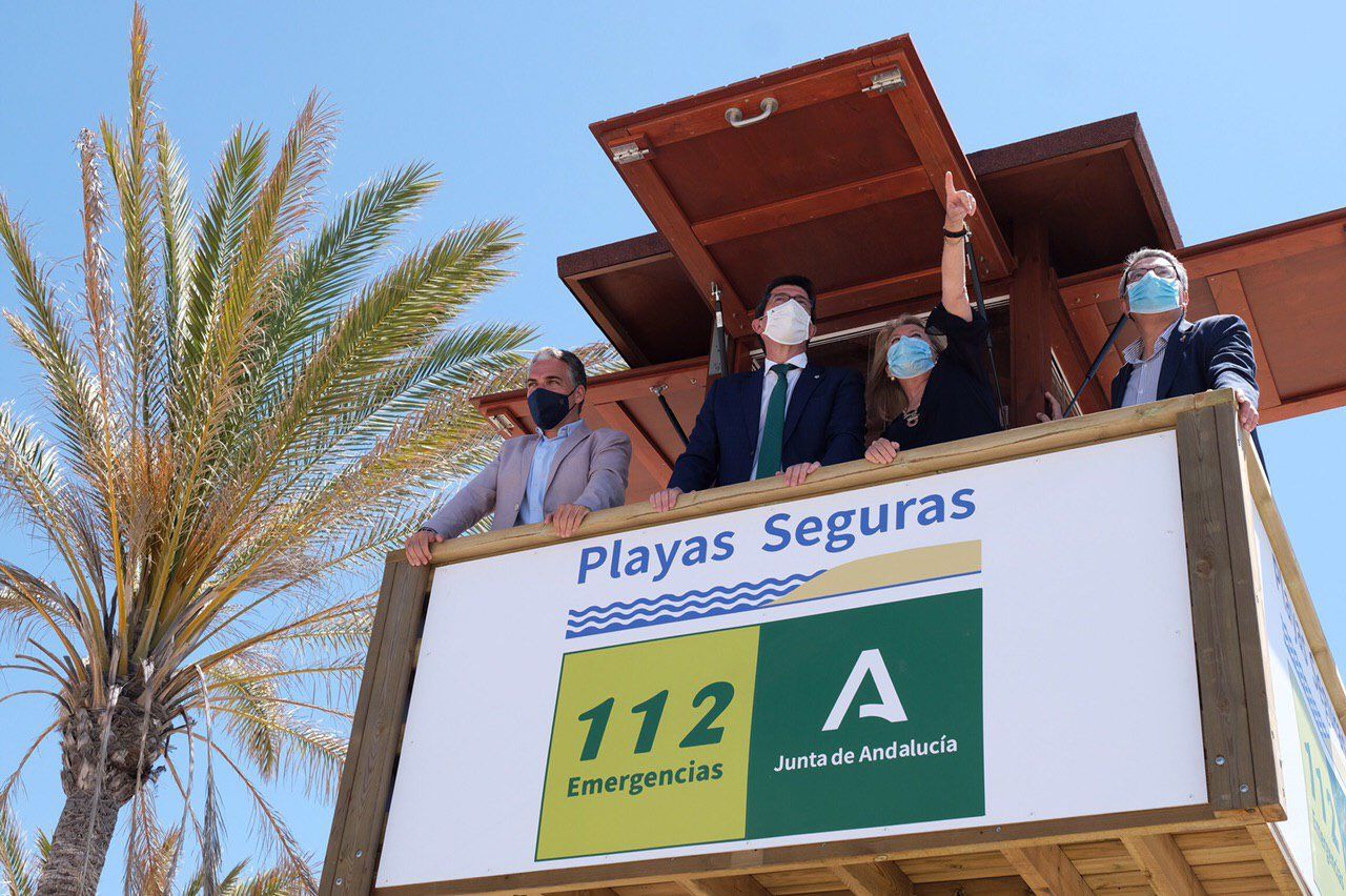 Bendodo y Marín, con la alcaldesa de Marbella, en la presentación del plan el pasado lunes.