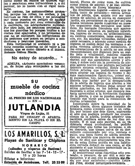 Carta de Antonio Liñán del Pino sobre el uso urbanístico de las plantas (ABC de Sevilla, 26/7/1975).