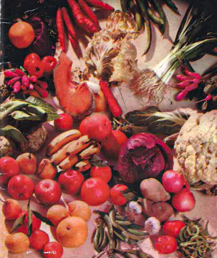 Fragmento de la portada de la primera edición de 'Orientaciones prácticas de Trofología vegetariana' (Antonio Liñán del Pino, c. 1970).