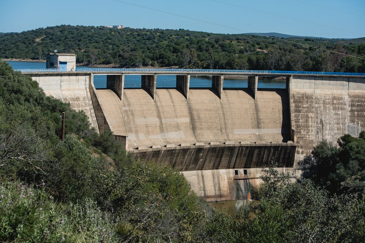 El estado del embalse del Gergal de Emasesa, en Guillena, en una imagen reciente.