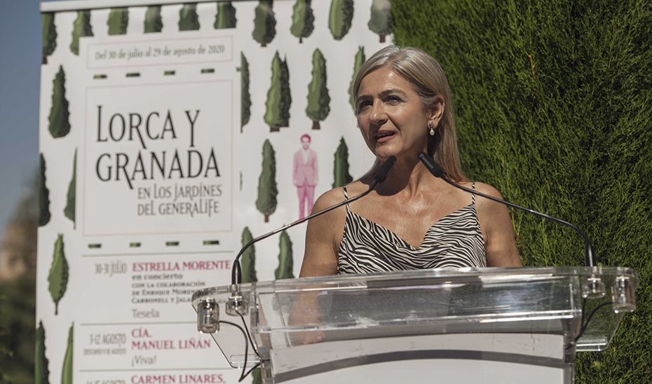 Del Pozo, durante la presentación de una nueva edición del ciclo 'Lorca y Granada en los Jardines del Generalife'.