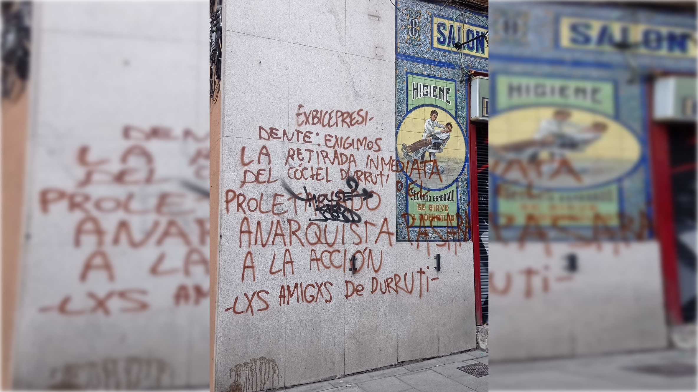 Imagen de la pintada en la Taberna de Pablo Iglesias.