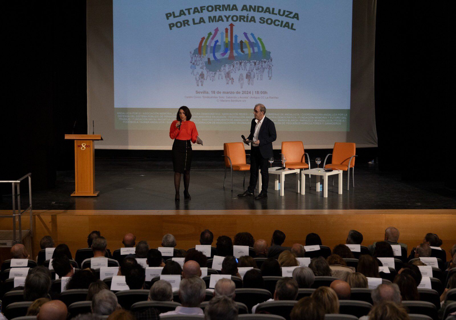 Presentación de la Plataforma Andaluza por la Mayoría Social que componen formaciones de izquierdas.