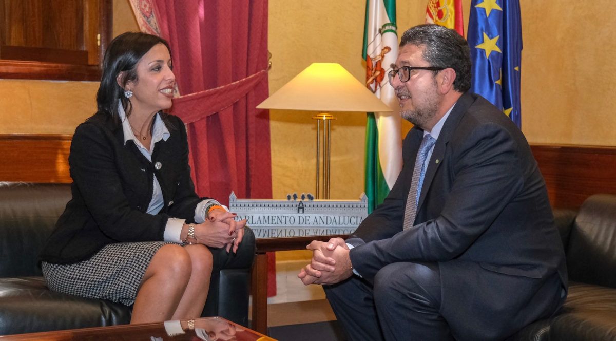 Marta Bosquet, con Serrano en una reunión. FOTO: Parlamento de Andalucía