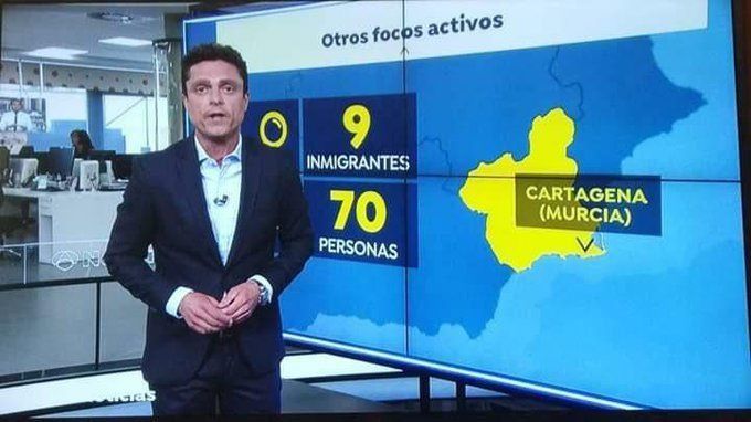 Gráfico de Antena 3 Noticias diferenciando "inmigrantes" de "personas"