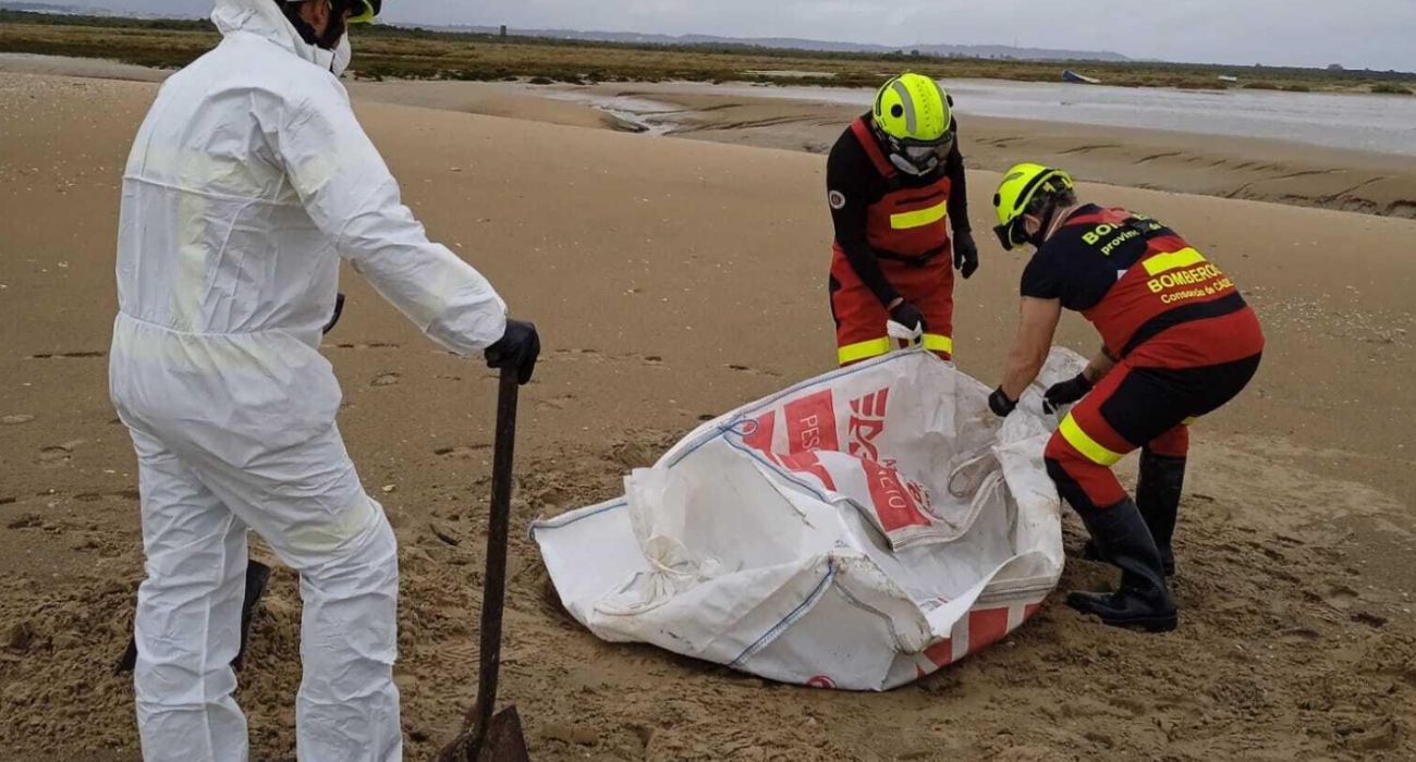 Rescate del cuerpo sin vida de un perro.