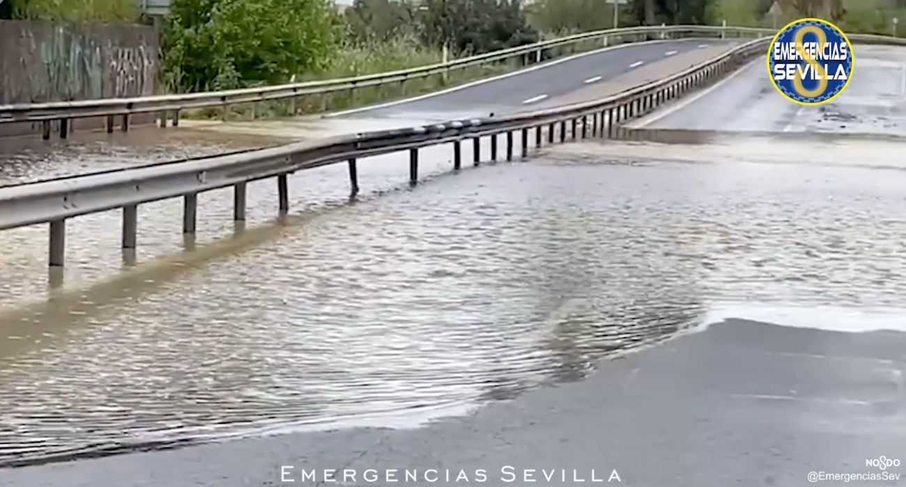 Agua que se ha acumulado en la SE-20.