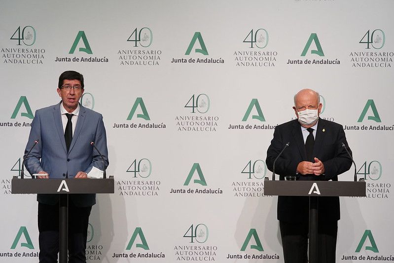 Juan Marín, vicepresidente de la Junta; y Jesús Aguirre, consejero de Sanidad. Foto: Junta de Andalucía