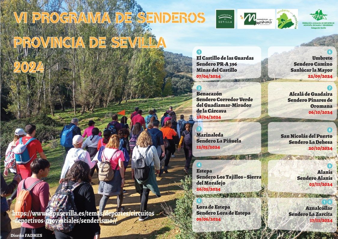 Cartel oficial Programa de senderos Diputacion de Sevilla 2024