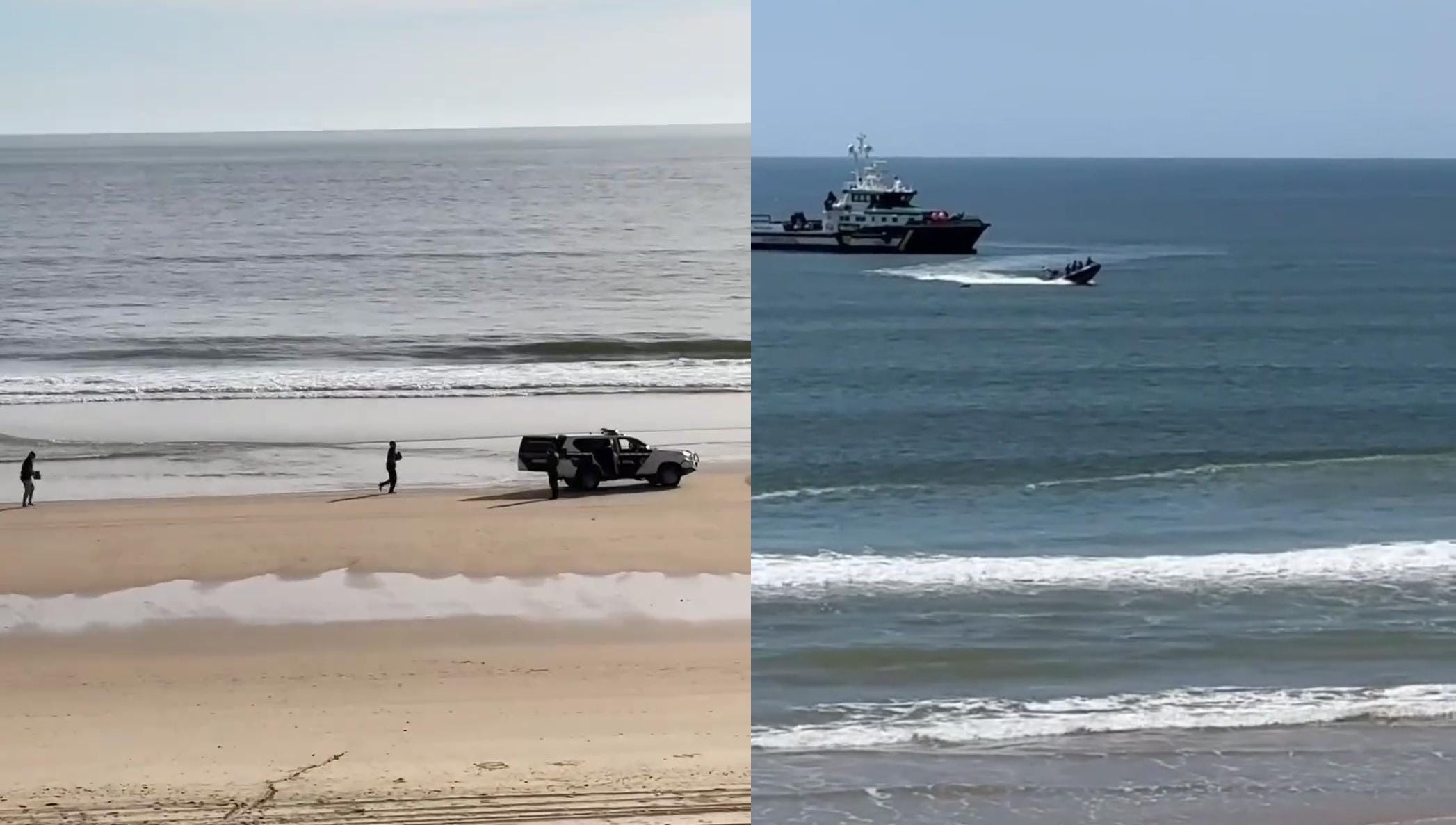 La persecución a una narcolancha en Matalascañas, en una imagen de la AUGC.