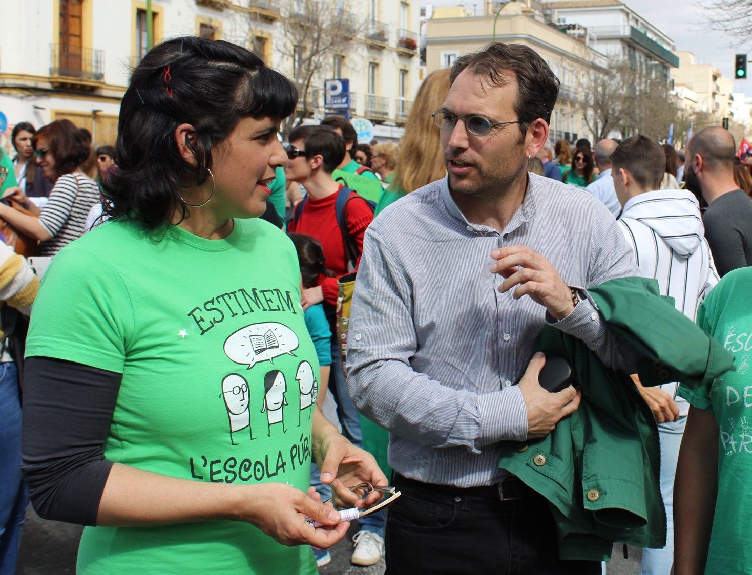 Teresa Rodríguez y Toni Valero, en una manifestación reciente.