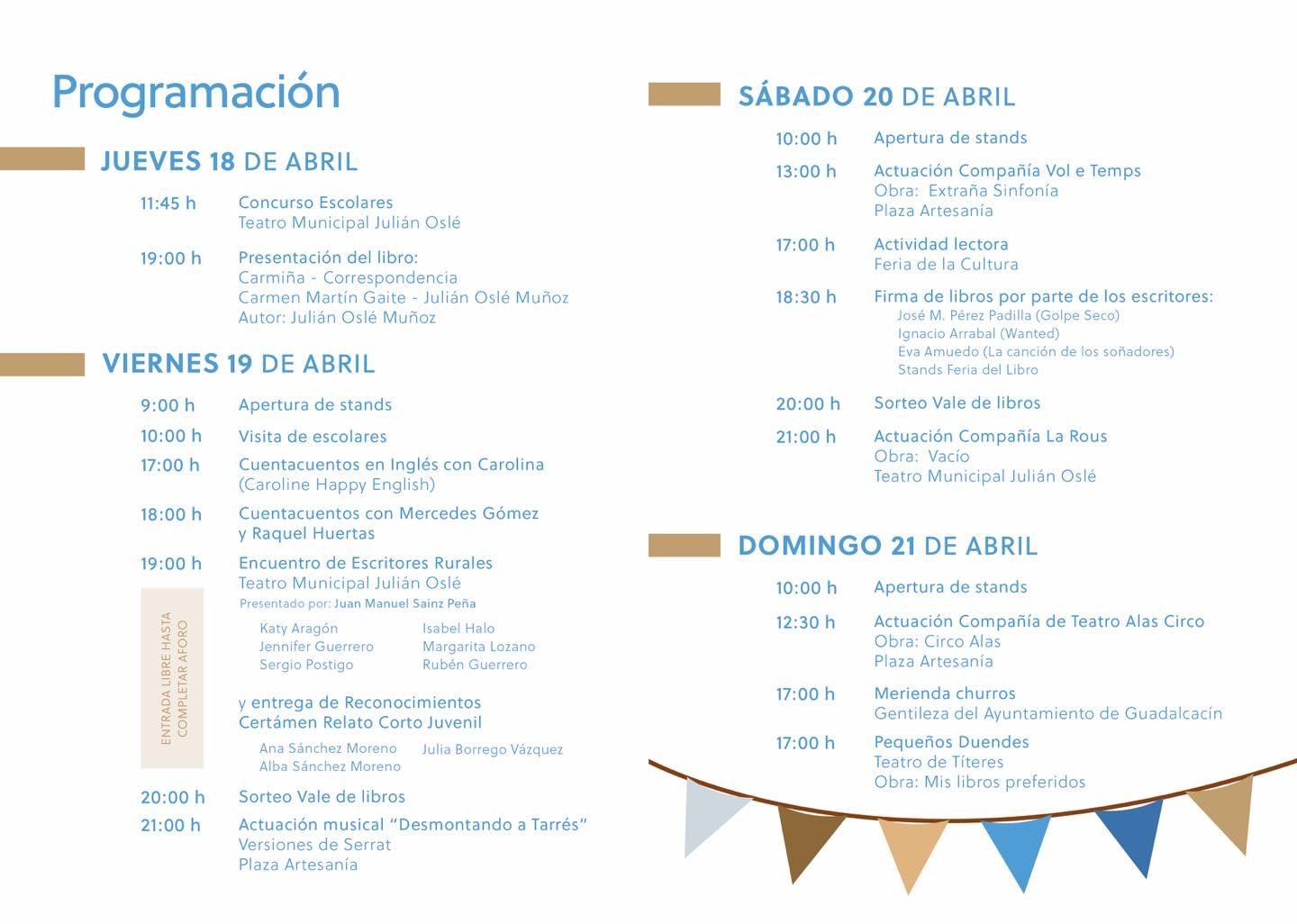 Programa de la Feria del Libro de Guadalcacín.