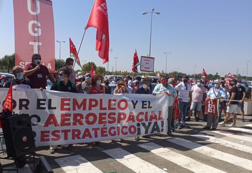 Manifestación de trabajadores de Airbus en Sevilla. 