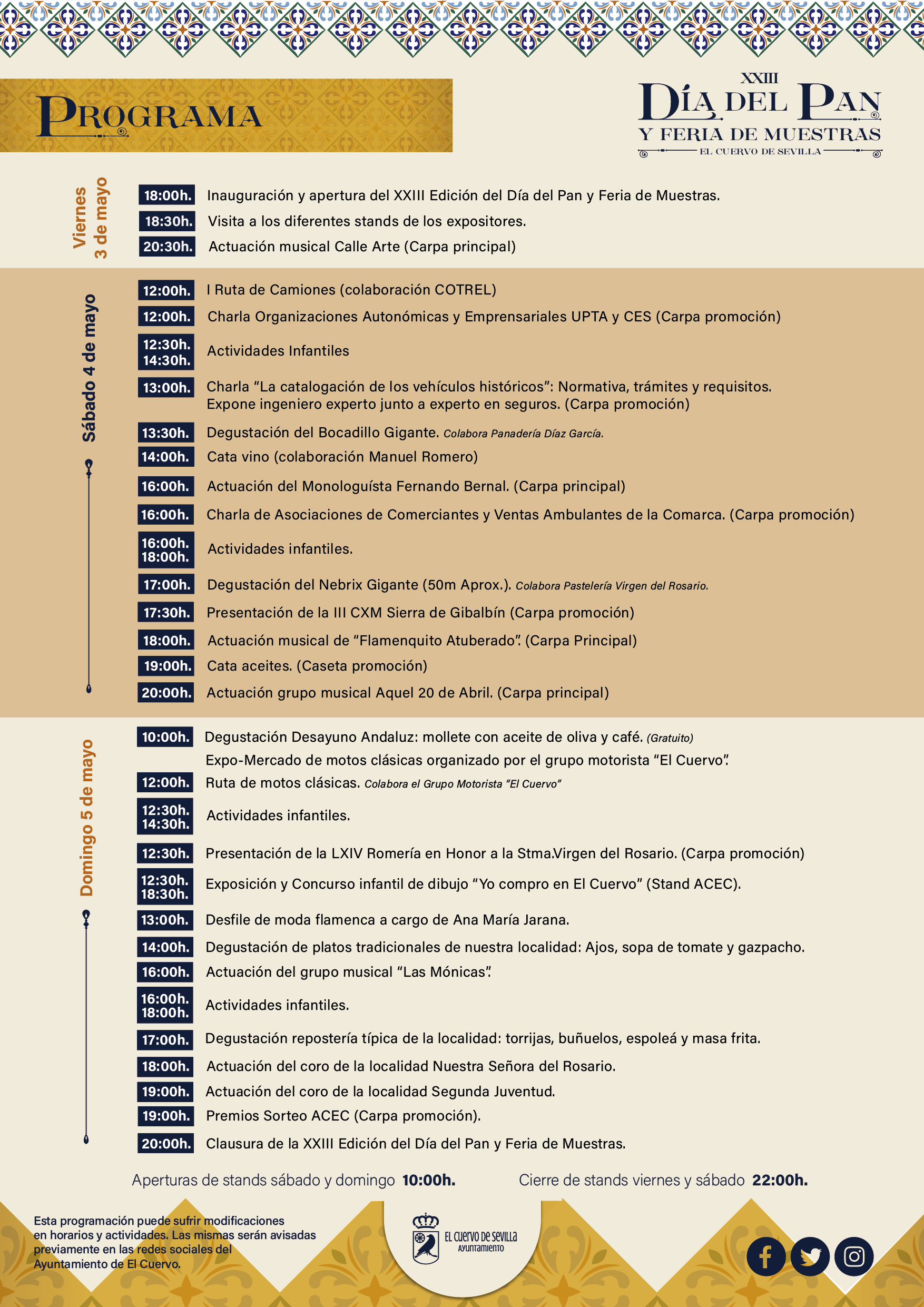 Programación del Día del Pan en El Cuervo.