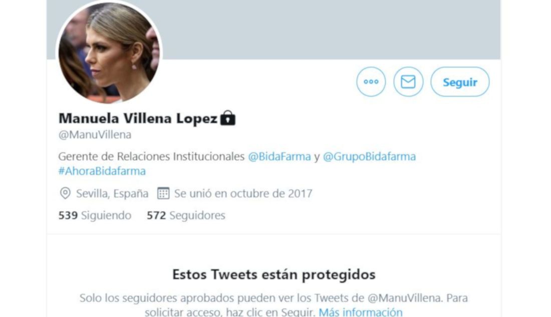 La cuenta de Manuela Villena en 'Twitter'.