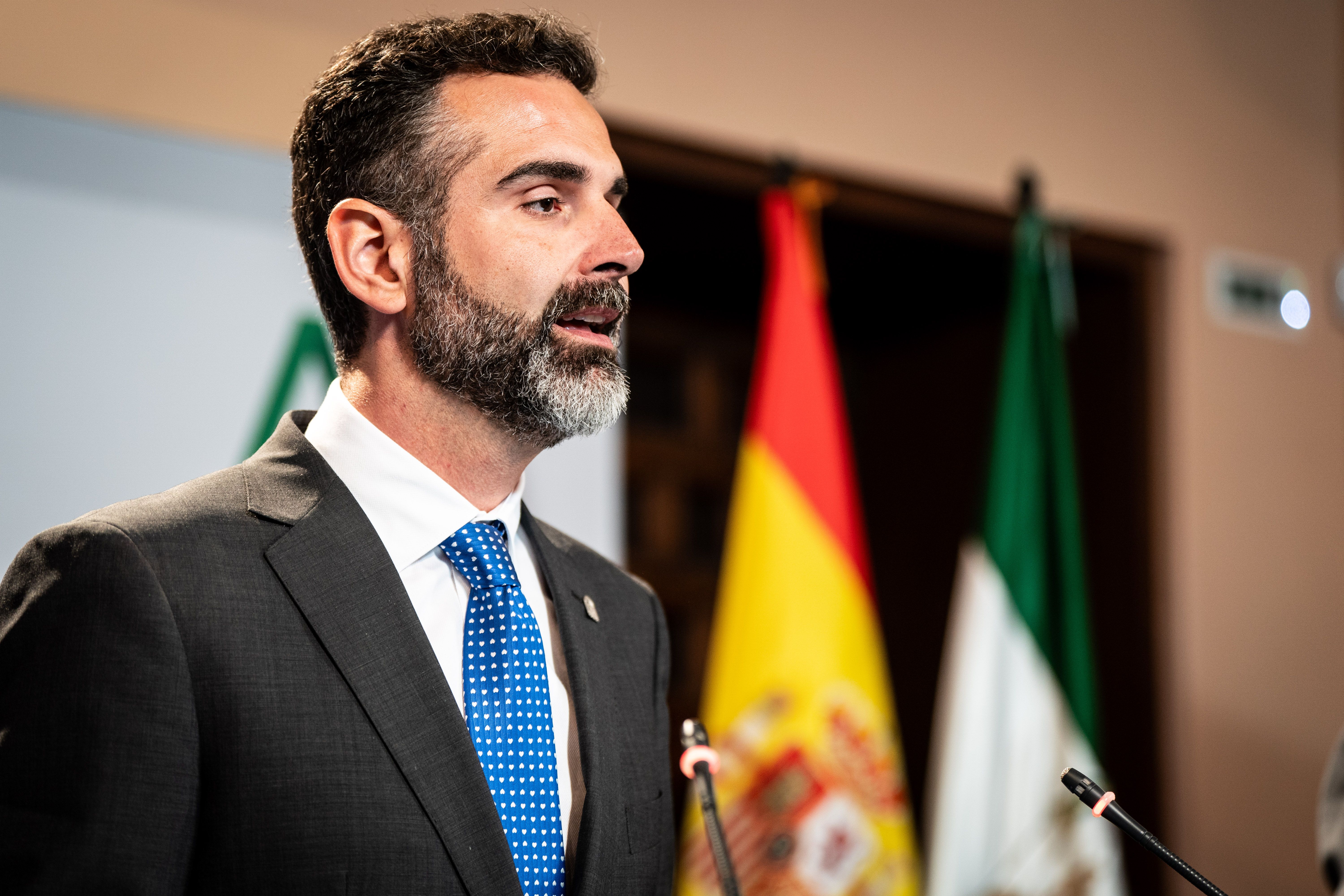 Ramón Fernández Pacheco, portavoz del Gobierno andaluz, durante la rueda de prensa posterior al Consejo de Gobierno de este martes.  JUNTA DE ANDALUCÍA