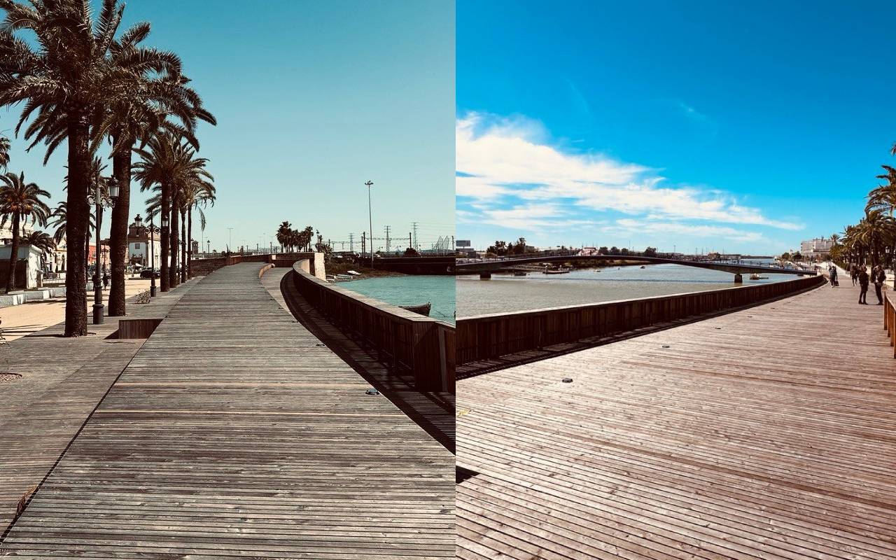 Dos perspectivas diferentes del nuevo mirador de El Puerto, en dos imágenes publicadas por el alcalde, Germán Beardo, en redes sociales.