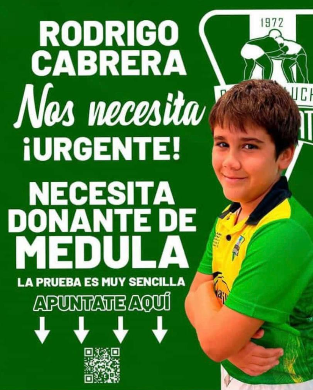 Cartel elaborado para pedir donantes de médula para Rodrigo.