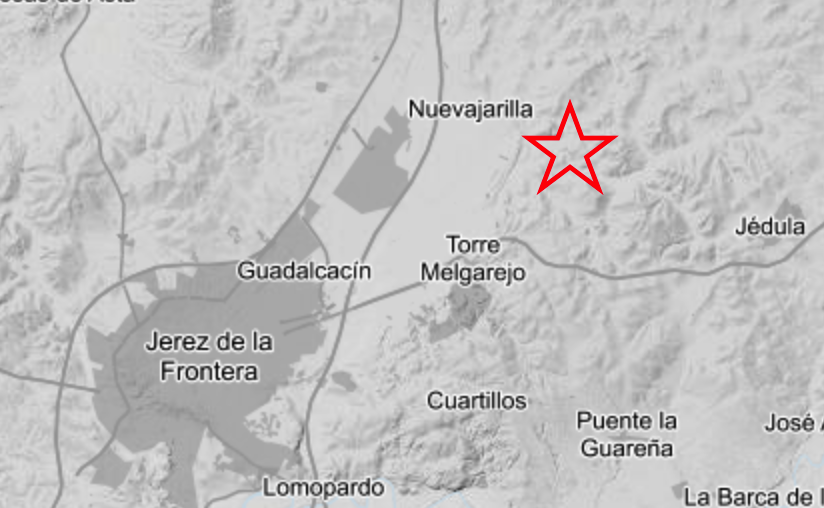 Lugar donde se ha sentido el terremoto en el término de Jerez.