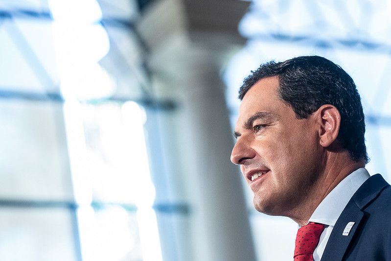 El presidente de la Junta, Juan Manuel Moreno, en una comparecencia reciente.