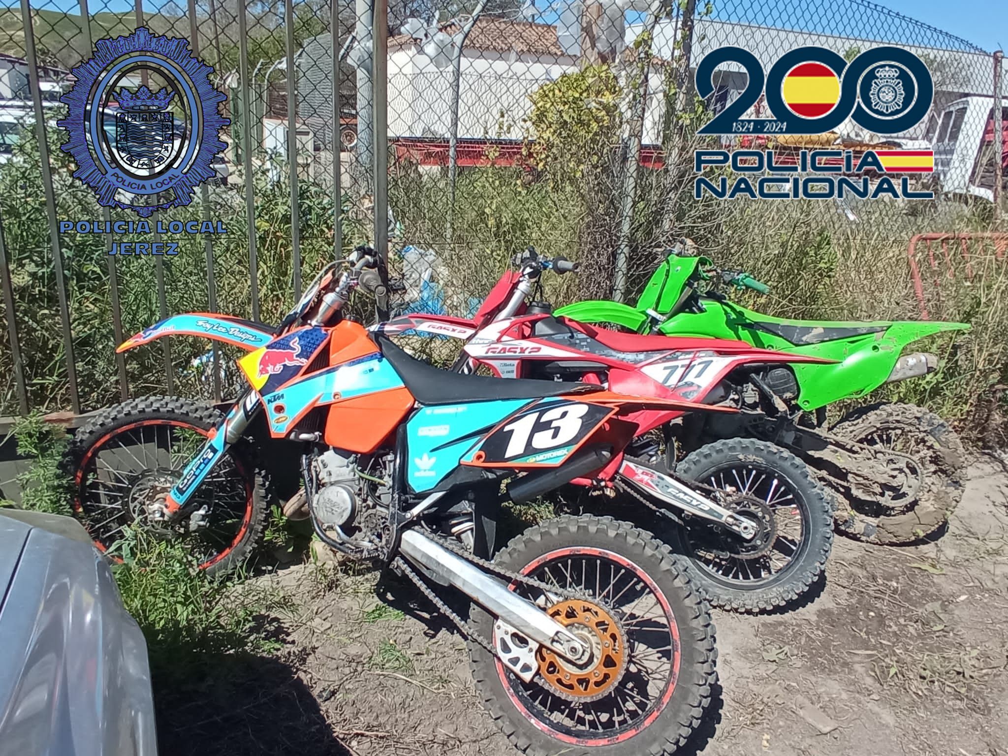 Varias motos de cross requisadas por la Policía en Jerez.