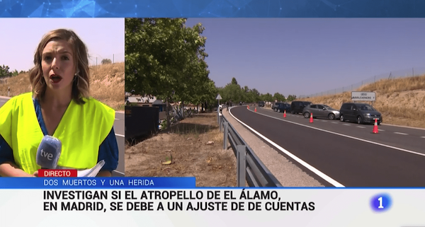 La reportera de TVE, informando sobre el suceso de El Álamo.