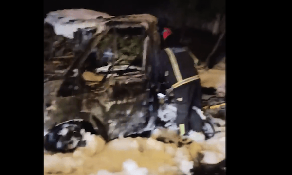 La autocaravana de Cassá, calcinada.