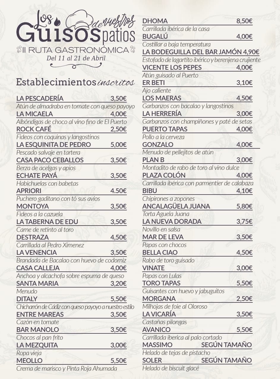 Guisos que se pueden probar en la ruta gastronómica.