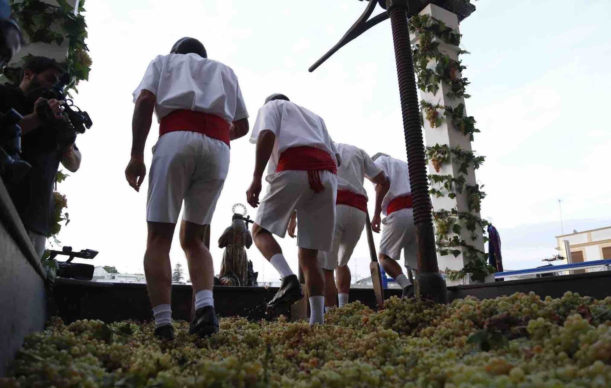 Imagen de archivo de una Pisa de la Uva en Jerez.
