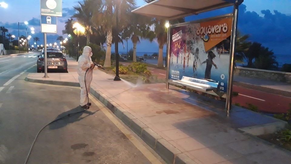 Desinfección en Mojácar, Almería.