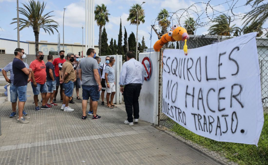 La plantilla de Phoenix, empresa del Campo de Gibraltar que da servicio a Acerinox, en una imagen de archivo.
