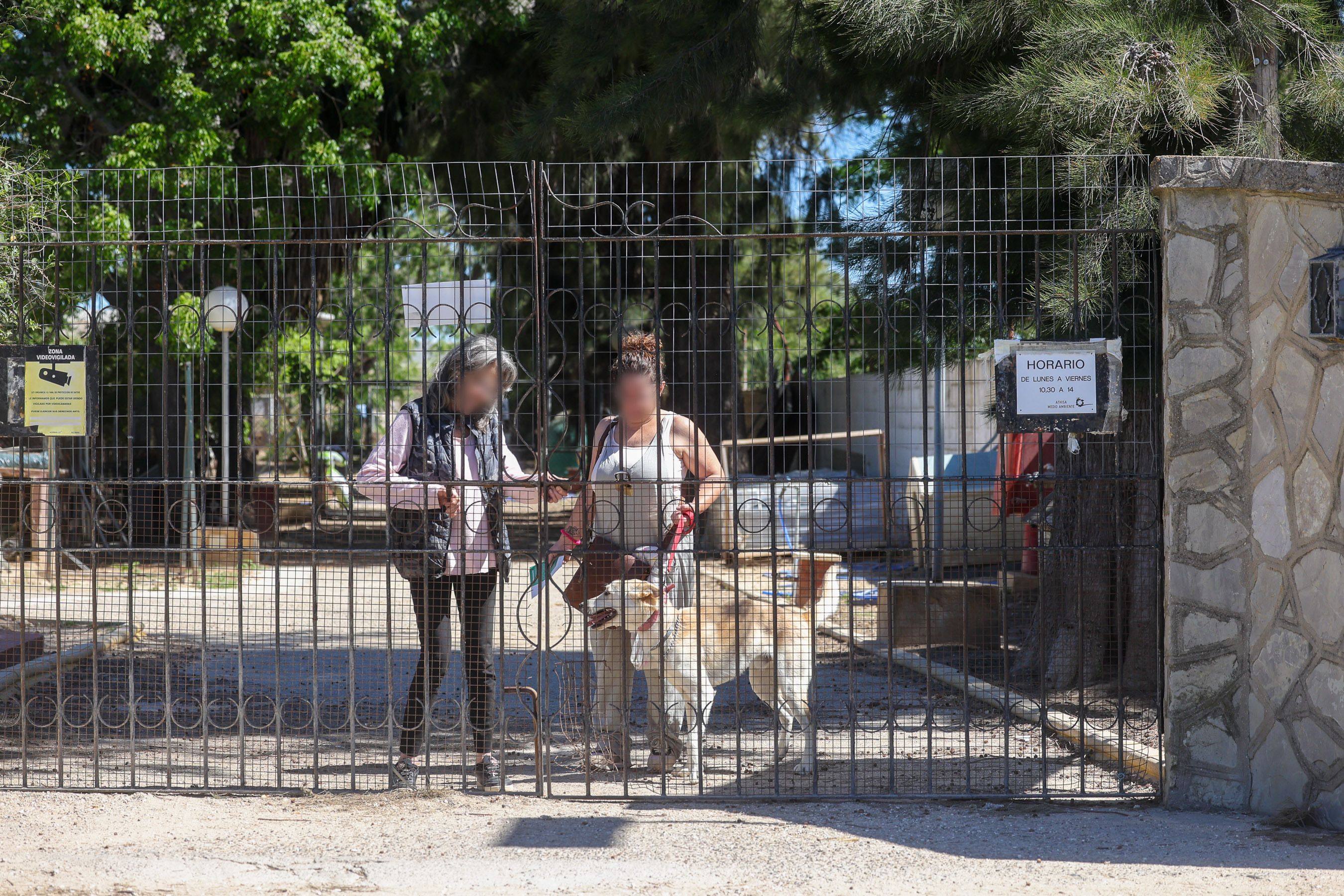 Una usuaria sale de las antiguas instalaciones de Canicen, una de las instalaciones que cuida animales en la Bahía de Cádiz.