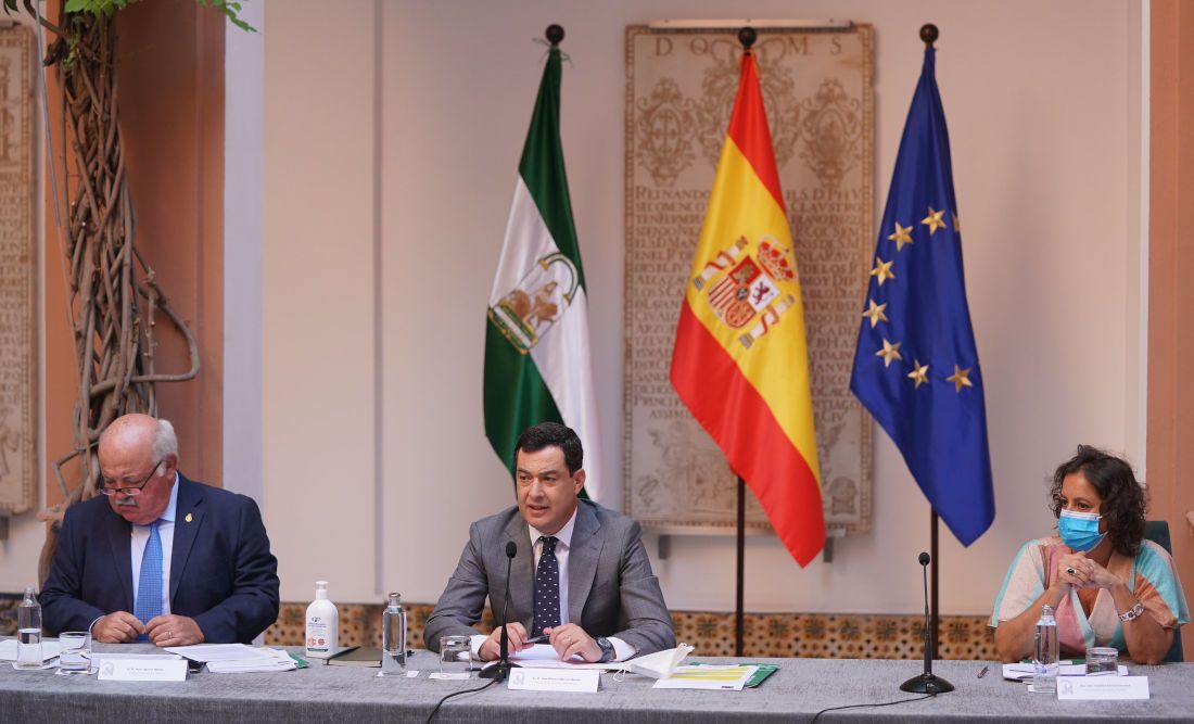 Un momento de la última reunión del comité andaluz sobre la pandemia. FOTO: Junta