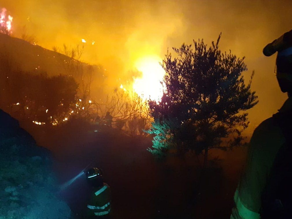 Bomberos trabajan en el incendio. FOTO: Infoca