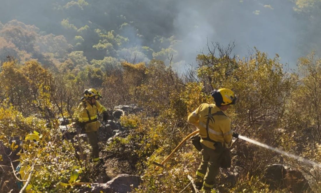 Labores de refresco sobre la zona en Benaocaz. FOTO: Infoca
