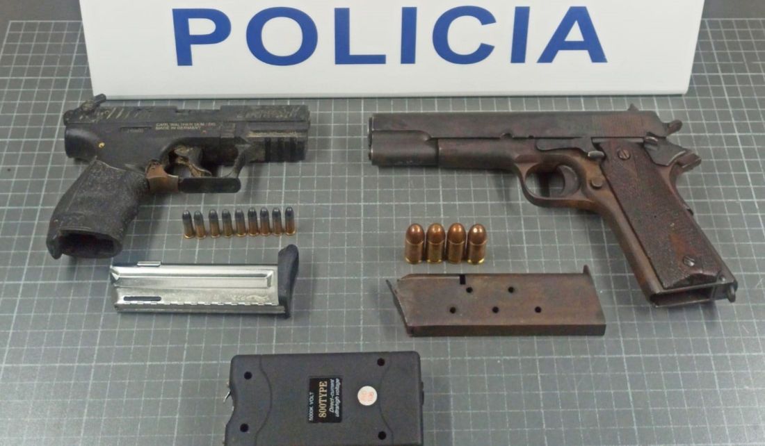 Las armas requisadas por los agentes.