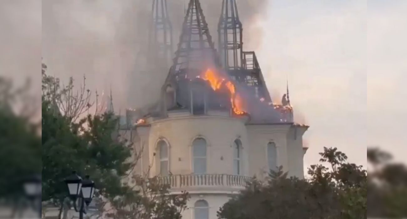 El 'castillo de Harry Potter', en llamas tras el ataque ruso.