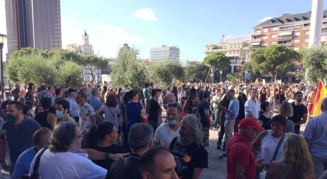 Un momento de la manifestación en Colón contra las mascarillas.