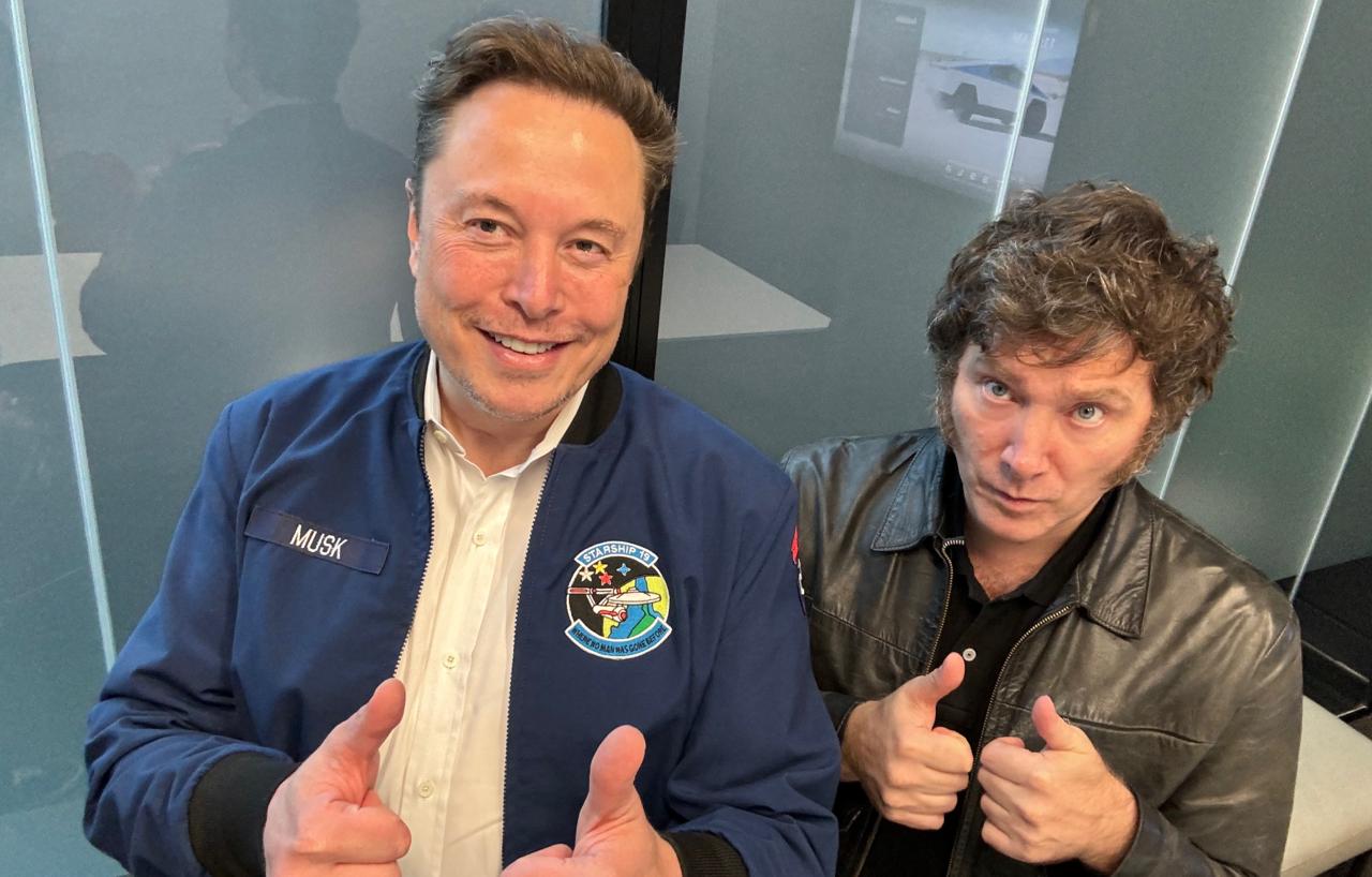 Elon Musk y Javier Milei, presidente de Argentina.
