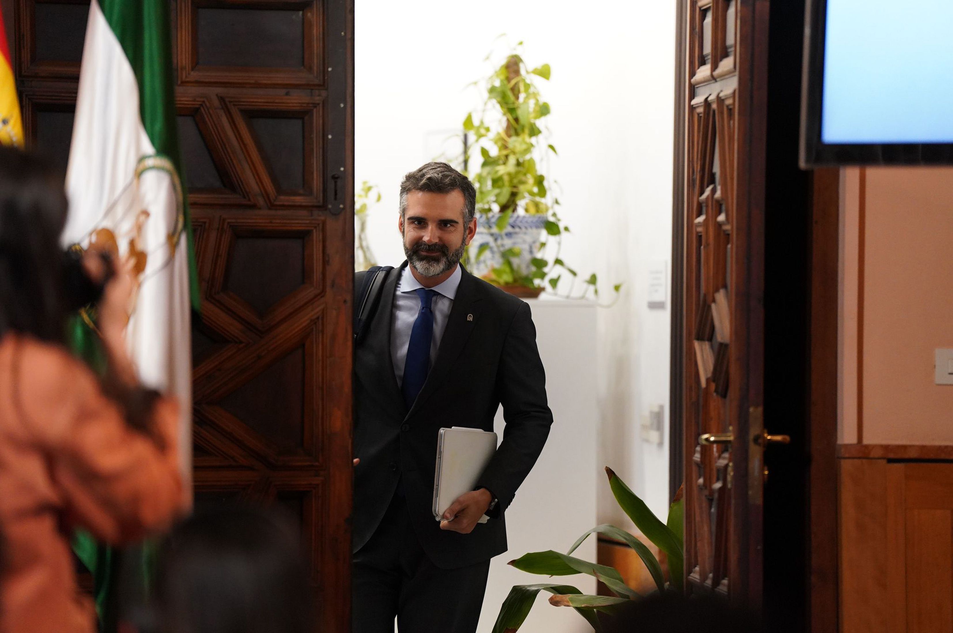 El portavoz de la Junta, Ramón Fernández-Pacheco, este martes en la comparecencia informativa tras el Consejo de Gobierno.