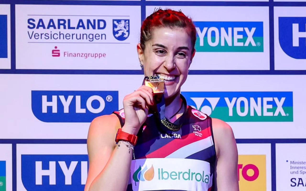 Carolina Marín, tras coronarse campeona de Europa este pasado mes de abril.