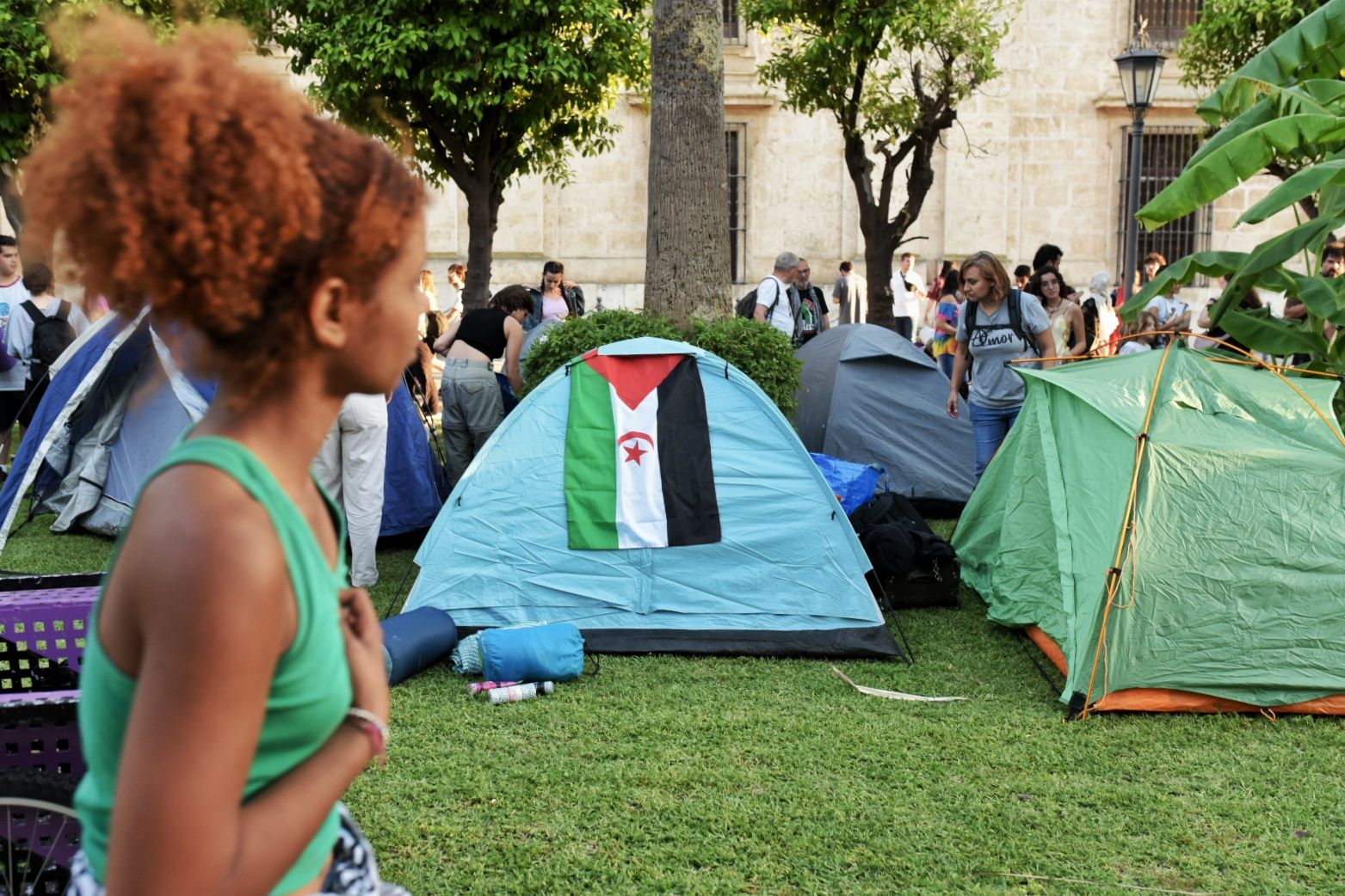 La acampada por Palestina en la Universidad de Sevilla, en imágenes.